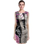 Peace Hand Art Sleeveless Velvet Midi Dress