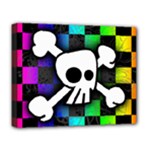 Checker Rainbow Skull Deluxe Canvas 20  x 16  (Stretched)