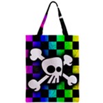 Checker Rainbow Skull Zipper Classic Tote Bag
