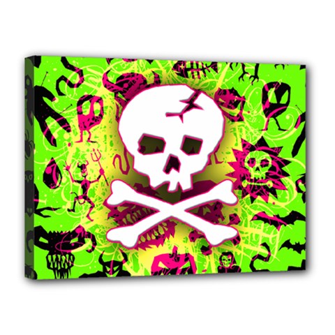 Deathrock Skull & Crossbones Canvas 16  x 12  (Stretched) from UrbanLoad.com