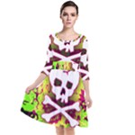 Deathrock Skull & Crossbones Quarter Sleeve Waist Band Dress