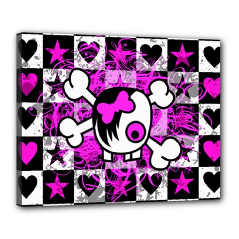 Emo Scene Girl Skull Canvas 20  x 16  (Stretched) from UrbanLoad.com