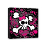 Girly Skull & Crossbones Mini Canvas 4  x 4  (Stretched)