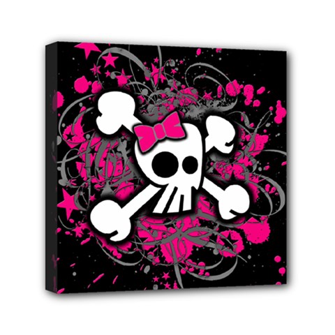 Girly Skull & Crossbones Mini Canvas 6  x 6  (Stretched) from UrbanLoad.com