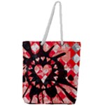 Love Heart Splatter Full Print Rope Handle Tote (Large)