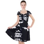 Morbid Skull Cap Sleeve Midi Dress