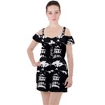 Morbid Skull Ruffle Cut Out Chiffon Playsuit