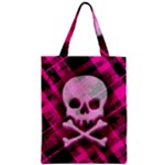 Pink Plaid Skull Zipper Classic Tote Bag