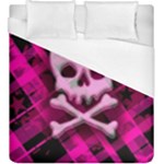Pink Plaid Skull Duvet Cover (King Size)