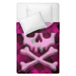 Pink Plaid Skull Duvet Cover Double Side (Single Size)