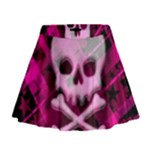 Pink Plaid Skull Mini Flare Skirt