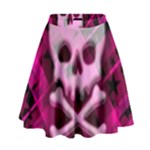 Pink Plaid Skull High Waist Skirt