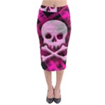 Pink Plaid Skull Midi Pencil Skirt