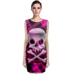 Pink Plaid Skull Sleeveless Velvet Midi Dress