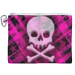 Pink Plaid Skull Canvas Cosmetic Bag (XXL)