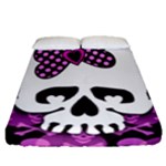 Pink Polka Dot Bow Skull Fitted Sheet (Queen Size)