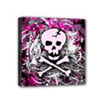 Pink Skull Splatter Mini Canvas 4  x 4  (Stretched)