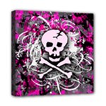 Pink Skull Splatter Mini Canvas 8  x 8  (Stretched)