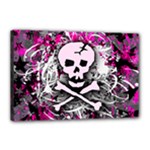 Pink Skull Splatter Canvas 18  x 12  (Stretched)