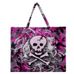 Pink Skull Splatter Zipper Large Tote Bag