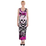 Pink Skull Splatter Fitted Maxi Dress