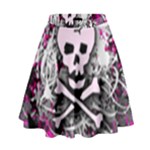 Pink Skull Splatter High Waist Skirt