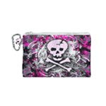 Pink Skull Splatter Canvas Cosmetic Bag (Small)