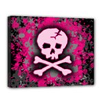 Pink Skull Star Splatter Canvas 14  x 11  (Stretched)