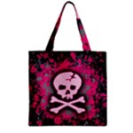 Pink Skull Star Splatter Zipper Grocery Tote Bag