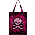 Pink Skull Star Splatter Zipper Classic Tote Bag