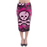 Pink Skull Star Splatter Midi Pencil Skirt