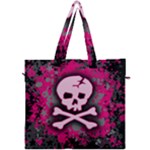 Pink Skull Star Splatter Canvas Travel Bag