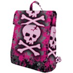 Pink Skull Star Splatter Flap Top Backpack