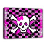 Pink Star Skull Canvas 16  x 12  (Stretched)