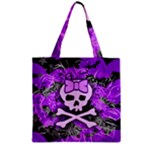 Purple Girly Skull Zipper Grocery Tote Bag