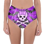 Purple Girly Skull Reversible High-Waist Bikini Bottoms