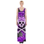 Purple Girly Skull Thigh Split Maxi Dress