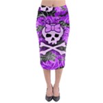 Purple Girly Skull Midi Pencil Skirt