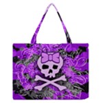 Purple Girly Skull Zipper Medium Tote Bag