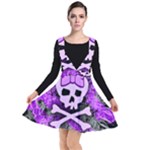 Purple Girly Skull Plunge Pinafore Dress