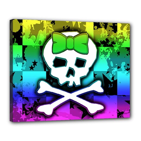 Rainbow Skull Canvas 20  x 16  (Stretched) from UrbanLoad.com