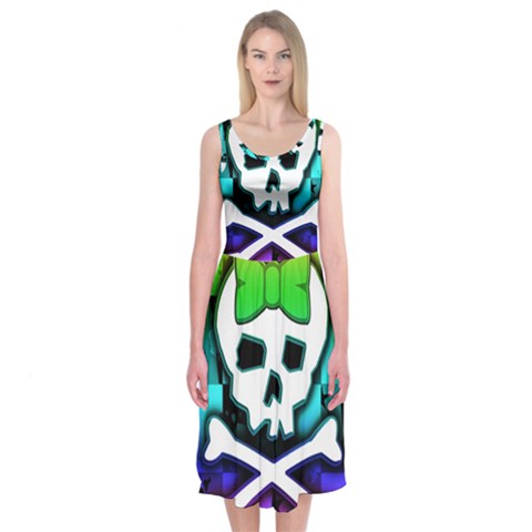 Rainbow Skull Midi Sleeveless Dress from UrbanLoad.com