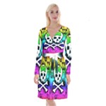 Rainbow Skull Long Sleeve Velvet Front Wrap Dress