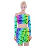 Rainbow Skull Collection Off Shoulder Top with Mini Skirt Set