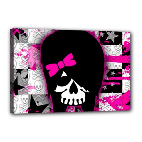 Scene Kid Girl Skull Canvas 18  x 12  (Stretched) from UrbanLoad.com