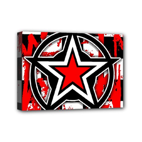 Star Checkerboard Splatter Mini Canvas 7  x 5  (Stretched) from UrbanLoad.com