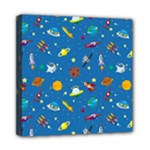 Space Rocket Solar System Pattern Mini Canvas 8  x 8  (Stretched)