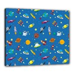 Space Rocket Solar System Pattern Canvas 24  x 20  (Stretched)