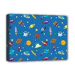 Space Rocket Solar System Pattern Deluxe Canvas 16  x 12  (Stretched) 