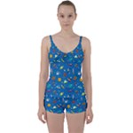 Space Rocket Solar System Pattern Tie Front Two Piece Tankini